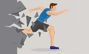 a man is breaking through a wall, running to depict getting through obstacles.
